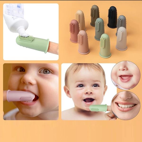 20pcs Baby dente spazzolino per bambini a un dito morbido gratis bomba per bambini a spazzola silicone per bambini denti cure orali per la pulizia 240415