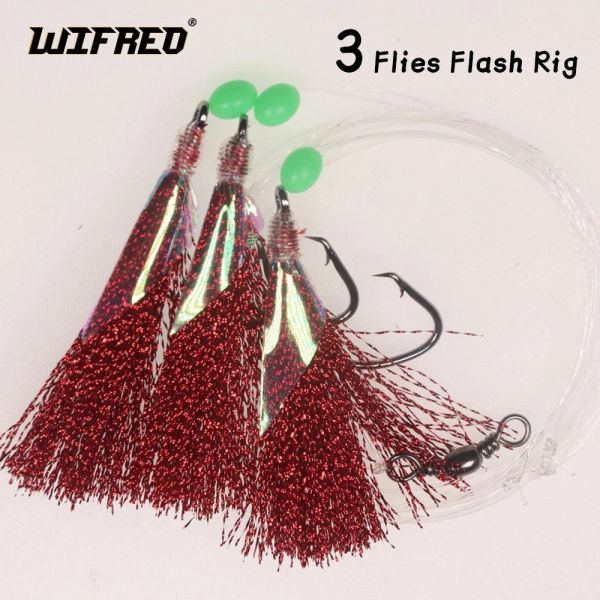 Accessoires 10packs 3 Haken 3/08/0 Blinker Sabiki Rigs Sea Bass Snapper Salzwasserfischfischereisen Kreis Haken Sets mit leuchtenden Perlen