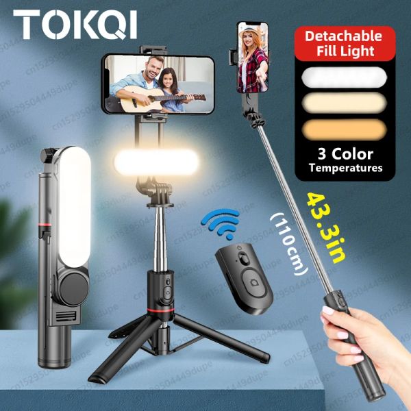 Sticks L15 Selfie Stick Faltbares Mini -Stativfoto Live mit Füllung Light Wireless Bluetooth Remote -Verschluss für iOS Android Smartphones