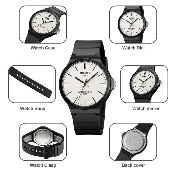 Quartz Watch Designer Watch Skmei Erkekler Bilek saatleri analog kauçuk kayış su geçirmez moda zaman saati kadran temiz moda modaya uygun zarif saat