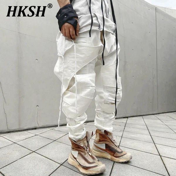 Pantaloni da uomo HKSH TIDE Punk Waste Land Asimmetrica Cavalca Adesiva Motociclette di cotone rivestito Fashion Casual Fashion Avant Garde HK0768