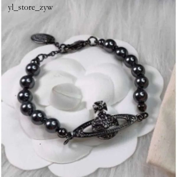 Viviane Westwood Necklace Designer Viviane Luxury High Version Western Empress Dowager Gun Black Saturno Pearl Necklet Bracciale Siet Black Saturno Black Saturno 510