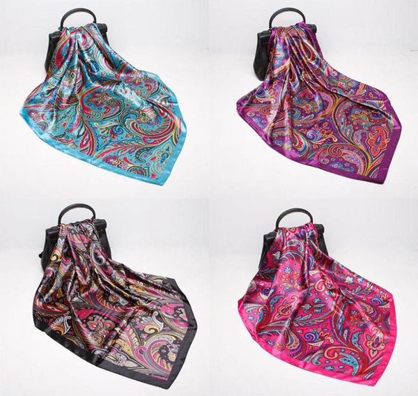 Schals 9090 cm Seidensatin Schal Frauen Taschentuch gedruckt weibliche Quadratkopf Bandana kleiner Hals Hijab für Mädchen Geschenk9158582
