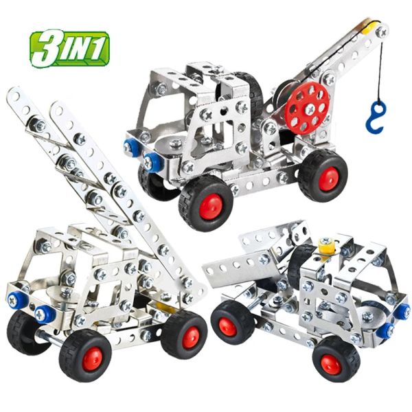 Autos Metall Assembly Engineering Fahrzeug Simulationsschraube Nuss DIY Leichtmetall Bau Block Car Model Kinder Bildung Spielzeug für Jungen