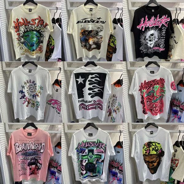 Hellstar Gömlek Erkek Tişört Tasarım Erkek Tişörtleri Kısa Kollu Tee Erkekler Kadın Yüksek Kaliteli Sokak Giyim Hip Hop Moda T Shirtshort US AISE S-XL 4551
