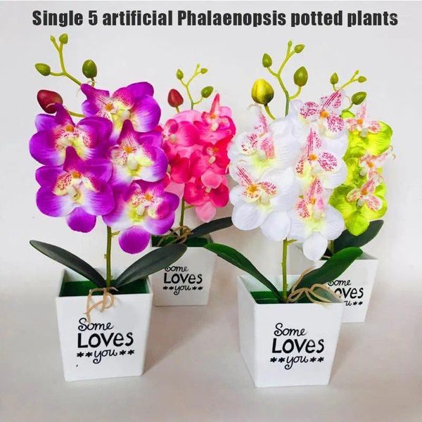 Flores decorativas 2024 Artificial Mothid Orchid Flower Butterfly de seda com maconha para festas de escritório em casa e decoração de casamento