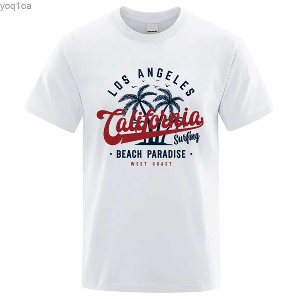 T-shirt maschile Los Angeles California Beach Paradise Tops Fashion Crewneck Thirt T-shirt estate in cotone traspirante oversize oversize stendili2404