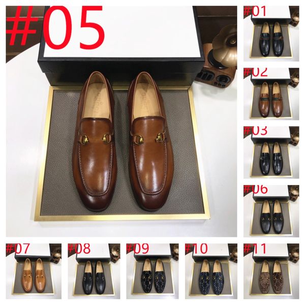 63 Modeluxurious Men Men Sapatos Vestidos Oxford Couro genuíno Mocassins Brown Men Black Men Plowers Sapatos Men clássico de alta qualidade Tamanho do casamento 38-46