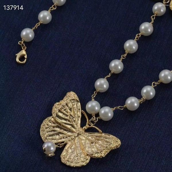 Collane a sospensione Trend Medieval Personality Catena di farfalla perle retrò