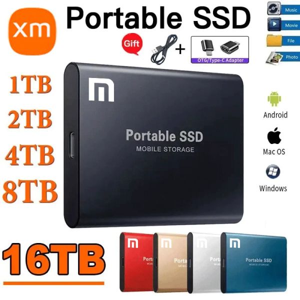 Boxs tragbare SSD 1 TB External Solid State Drive 2TB Mobile Festplatten -Hochgeschwindigkeitsspeicher für Xiaomi für Laptops/Desktop/Mac