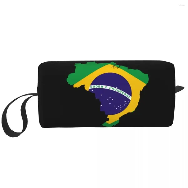 Sacchetti cosmetici personalizzati bandiera brasiliano bandiera da toeletta da toeletta da toilette brasiliano organizzatore di trucco patriottico lady lady beauty storage dopp cassetta del kit dopp