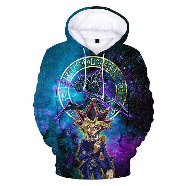 Moletom de moletom de moletom de moletons do anime yu-gi-oh para masculino para roupas de mangá 3D Duel Monsters imprimido novo em moletom women harajuku moda y2k pullover 240424