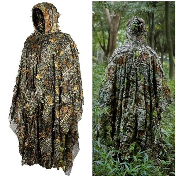 Calzature 3d acero foglia mimetico bionico mimetico ghillie abito boscaiolo poncho mantello tattico militare da caccia all'aperto sparare abiti da combattimento