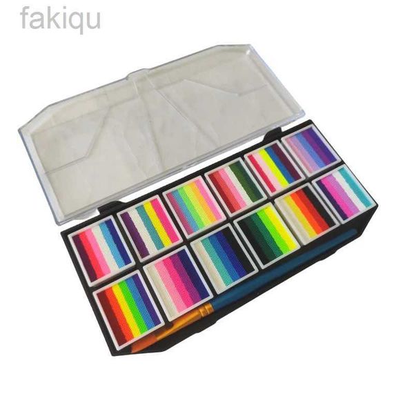 Xzh1 Körperfarbe 12 Split Liner Paletten Wasser aktiviert Körpermalerei Regenbogenfarben Hydro Gesichtsfarbe Palette D240424