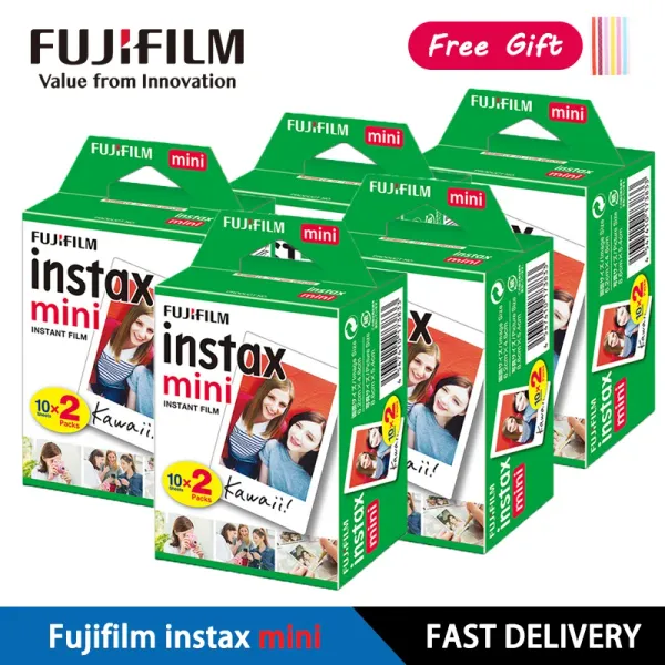 Câmera 20/10/40/80/200 folhas Fujifilm Instax mini 11 12 9 7+ 90 filmes de borda branca de 3 polegadas para mini câmera instantânea 25s 90 papel fotográfico