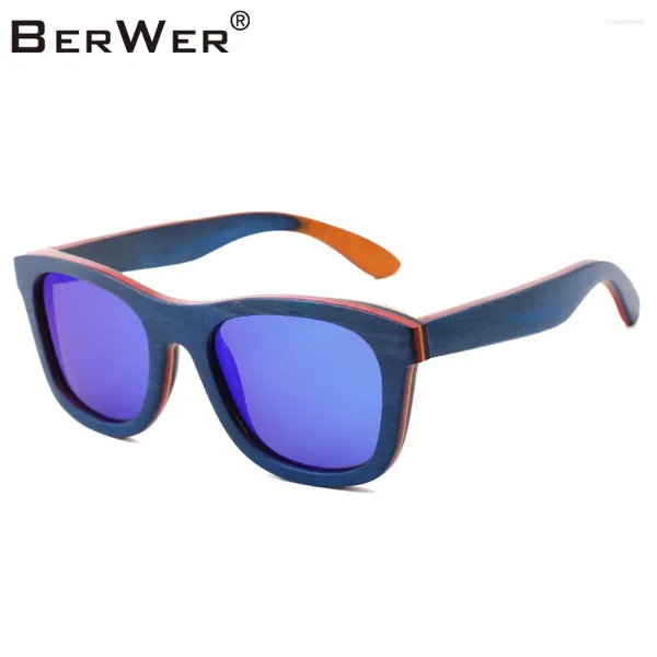 Sonnenbrille Berwer Frauen hölzerne polarisierte handgefertigte Skateboardholz Holzmenschen Sonnenbrille Gafas Gafas