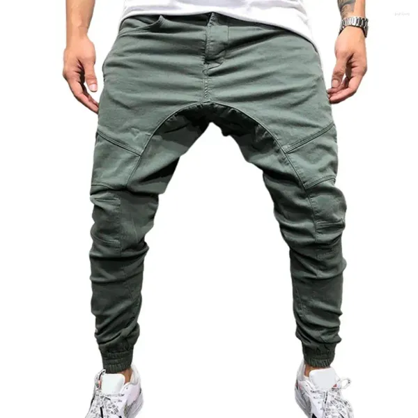 Calça masculina cintura elástica slim hip-hop masculino lápis Multi bolsos simplicidade rankgers de streetwear de moda