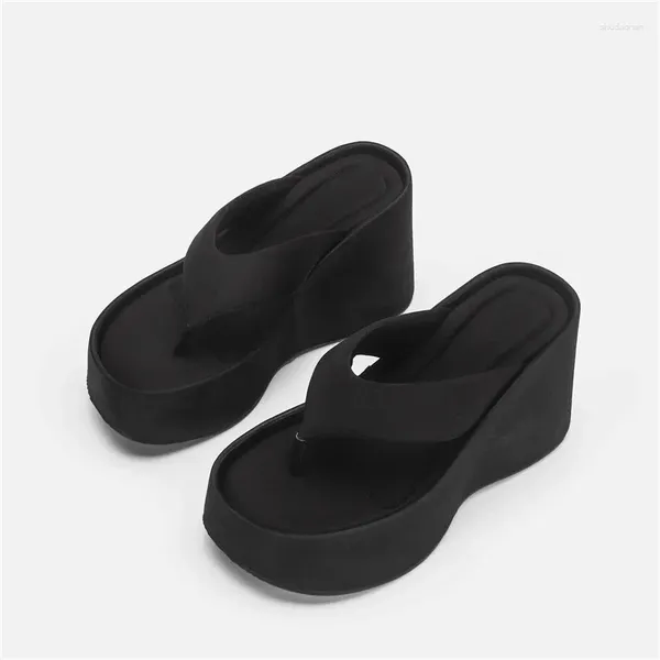 Slippers Bottom Mulher Black Black Aberto Plataforma plana Clipe de verão Sapatos femininos Flip Flip Flip Flips Sexy Mujer