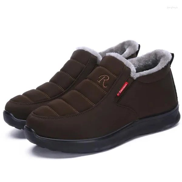 Stiefel Männer Winter mit Pelz 2024 warme Schneearbeit Schuhe Schuhe Schuhwege Mode Gummi-Knöchel 38-44