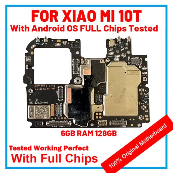 Versão global da antena para Xiaomi Mi 10t 10 T Phoad Mother 6+128g com placa lógica de chips completa Original PrainBoard desbloqueado para Xiaomi 10T