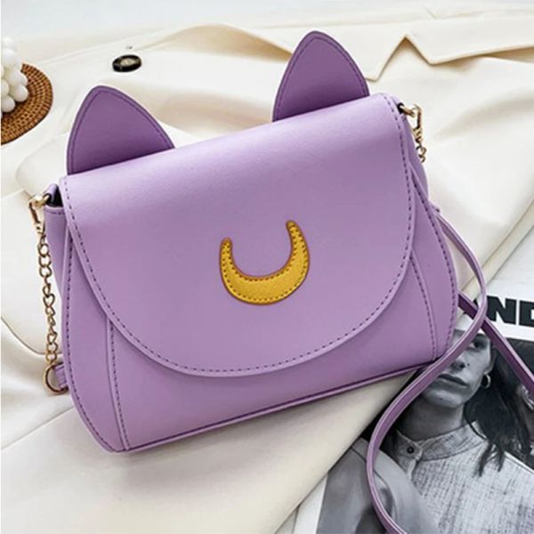 Eimer Sommer Sailor Moon Ladies Handtasche schwarze Luna Katze Form Kettenumziehung PU Leder Frauen Messenger Crossbody kleine Tasche