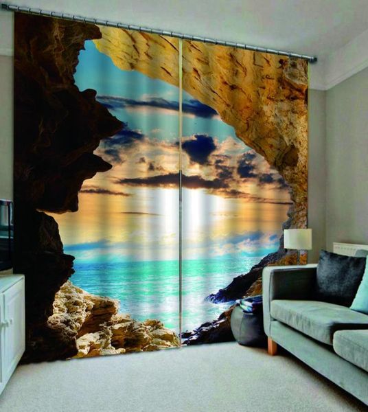 Personalizado de qualquer tamanho Po Lake Scenic Cave Curtans 3D Curtains New Window Varanda de Brola Hobes de Blackout Curtains9501706