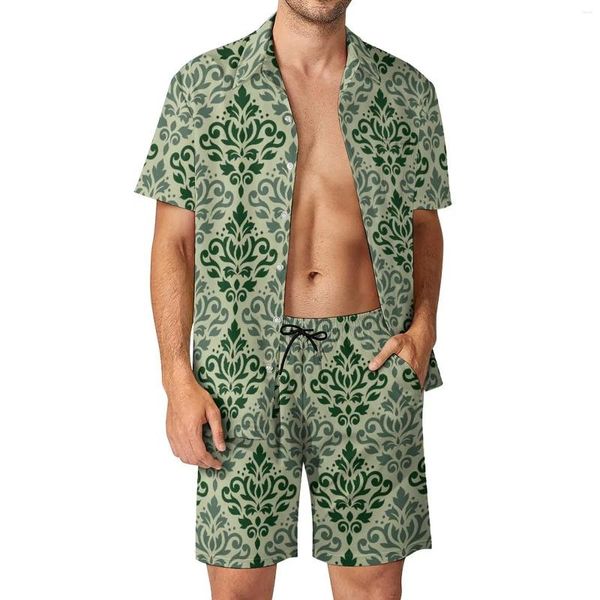 Tute da uomo per le tracce di uomini barocchi set di uomini vintage shorts casual shorts estate camicia da spiaggia da spiaggia set grafico a maniche corte dono taglie forti