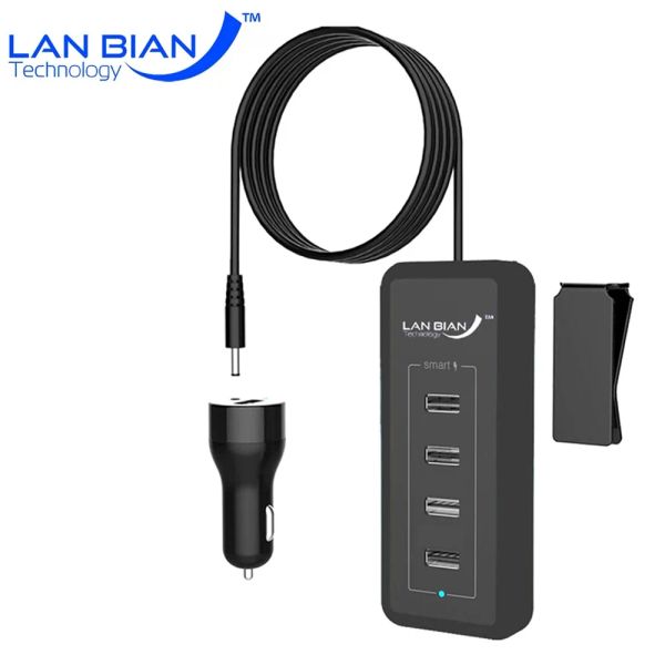 Chargers K12 Carregador de carro rápido 5port Adaptador de carregamento rápido da luz Blue Power CARRO CARRO USB C para iPhone Samsung Xiaomi