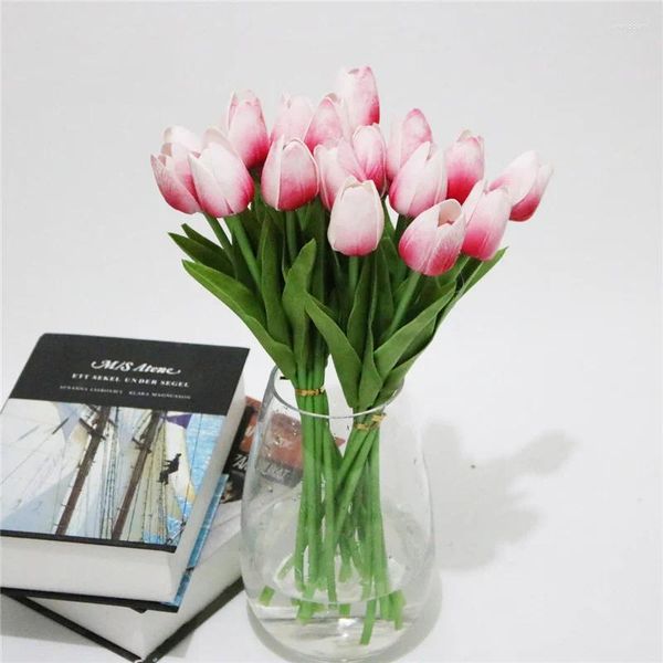 Fiori decorativi 10 pezzi Tulipani artificiali Calla Lily Simulazione PU Fino Flower DECORAZIONE DEL MAGLIE ANNO EL