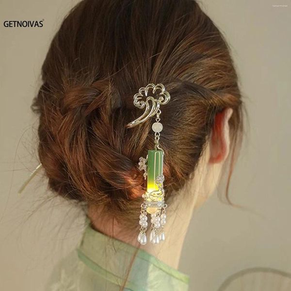 Haarklammern Vintage Stick Luminöser Haarnadel chinesischer Stil Laternenhell Quaste Quastel Antike Han Kostümzubehör Kopfbedeckungen