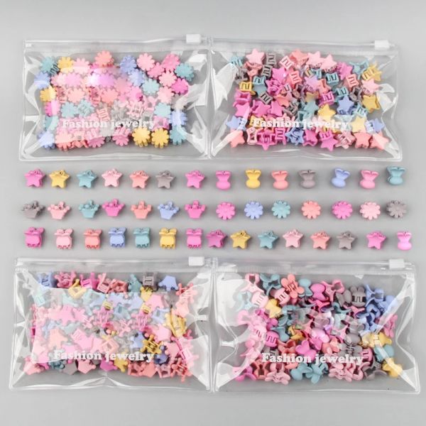 Accessori 30pcs/borsa mini capelli carini artigli artigli per ragazze baby colorato colorgone cartone animato fiore fiore a corona clip per capelli per bambini