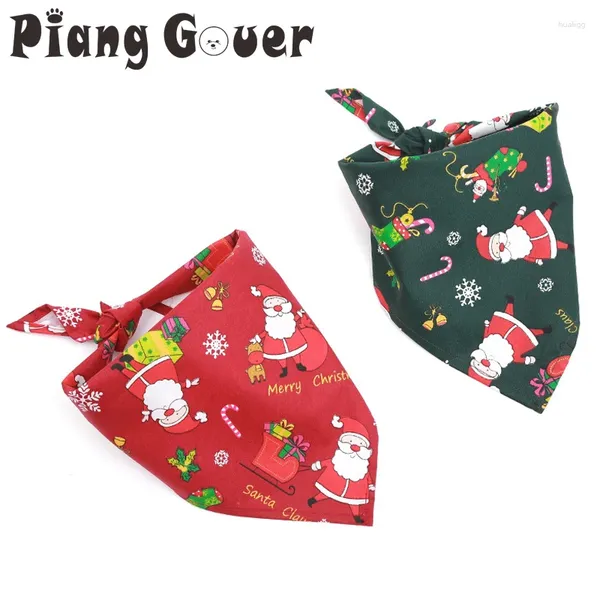 Abbigliamento per cani Red Bandage triangolare Collar natalizio Cararfief Cravatta da compagnia con alce Babbo Natale