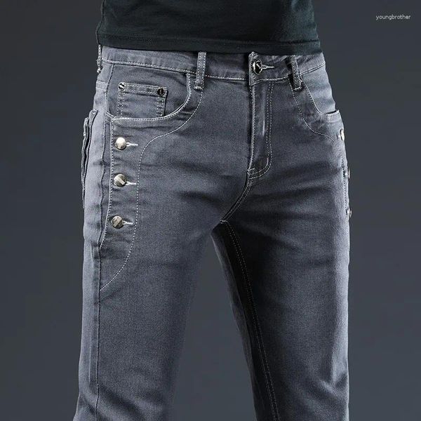 Мужские джинсы бренд прохладный корейский джинсовый дизайн хлопок повседневные брюки эластичная силовая подвеска ежедневная подвеска