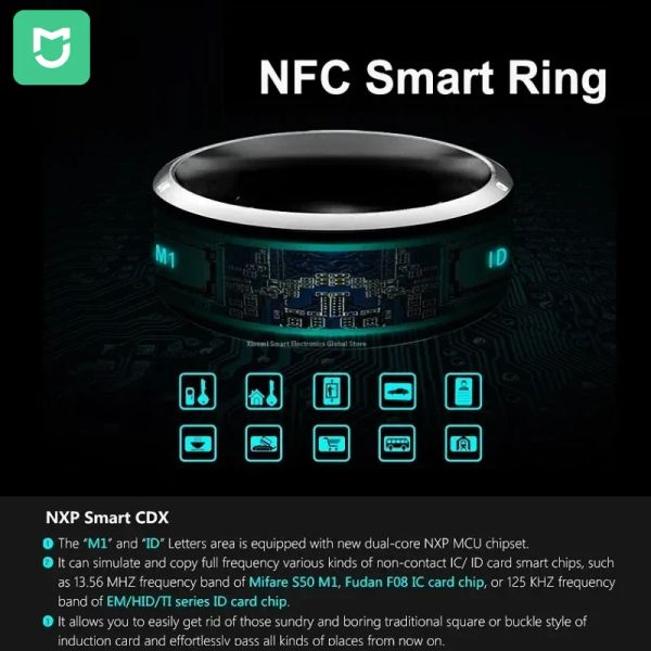 Controle mijia nfc anel inteligente anel eletrônico Bluetooth anel solar anel solar IC/ID RECREVENHA ANESA ANESA ACESSO CHANT IP68 impermeabilizante