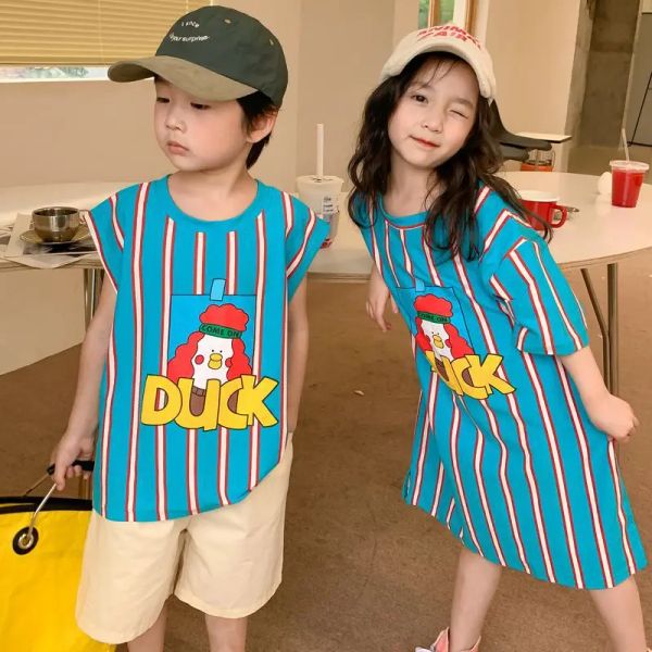 Blazer Summer's Children's Clothes Boys and Girls Fashion Cartoon Tshirt Skirt Skirt Short Short Short Cotton Top Flima