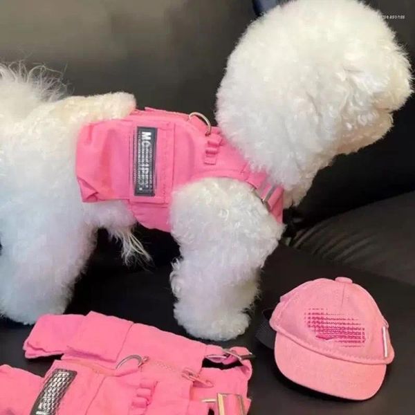 Vestuário para cães moda rosa colete vestuário de estimação cães casaco de trabalho roupas de trabalho primavera outono yorkshire roupas chihuahua gatos ropa perro