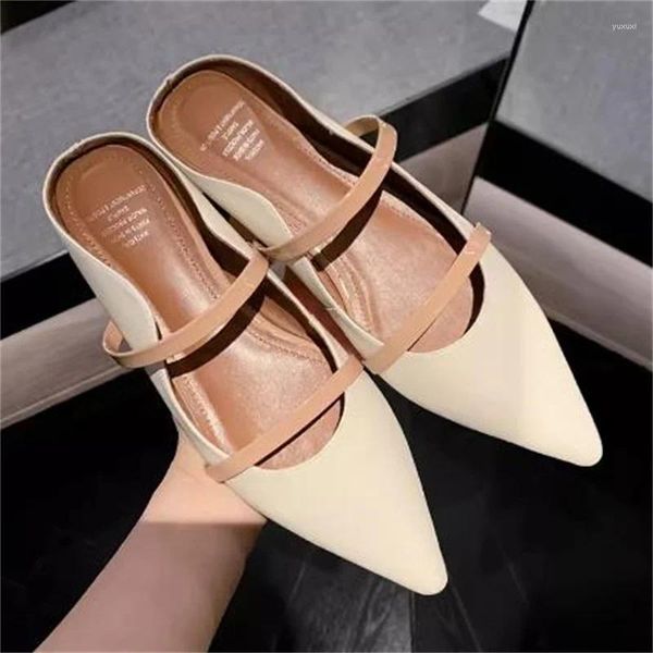 Cinture di scarpe casual per donne puntate dita dei piedi tacchi piatti cinghia frontale femmina phe pelle zapatos mujer linee di cucitura solide chassure femme