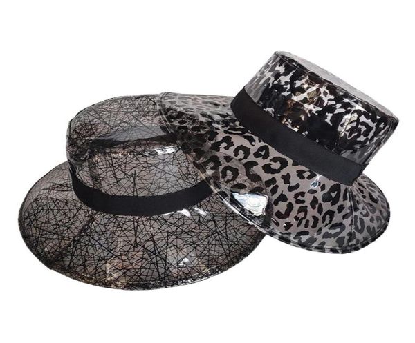 Cappello da pioggia leopardo PVC pieghevole pieghevole impermeabile largo cappello da sole a bordo broda per donne donne ladies6557290