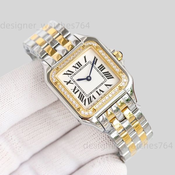 Diamond Watch для мисс Монтр де роскошные золотые часы для женщин квадрат 22 мм размеры часы из нержавеющей стали повседневные деловые часы Высококачественные дизайнерские классические часы Mrs Designer