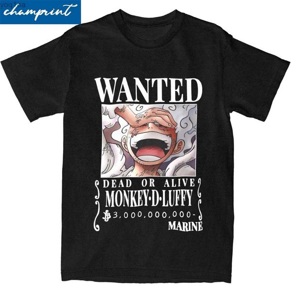 Camisetas masculinas Luffy procuradas Nika Gear 5 4th Yonko camise