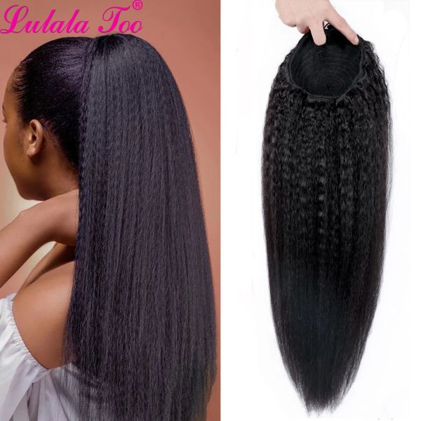 Wigs Kinky Straight Stringstring Ponylail Human Hair Wave Clip Brasilian em extensões de cor natural Remy Hair Lulalatoo Pony Tail