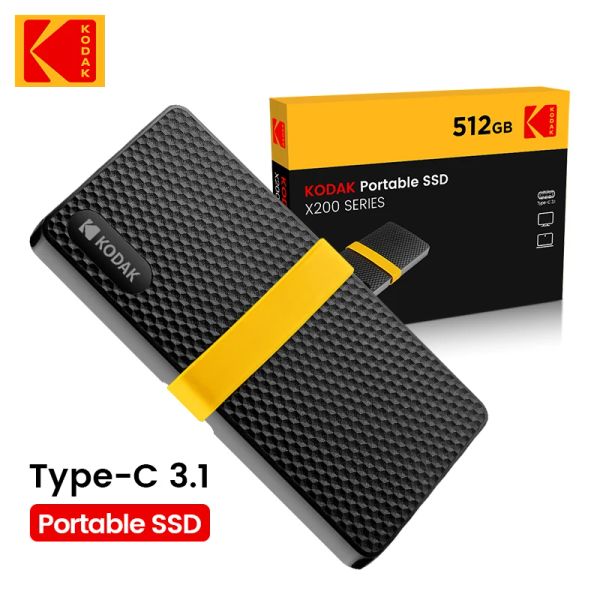 Drives Kodak SSD Portable Drive Gen 2 Мобильный твердотельный твердый штат DriveTypec 3.1 Metal PSSD 256 ГБ 512 ГБ 1 ТБ 2 ТБ для PS5 PS4 Xbox Laptop PC