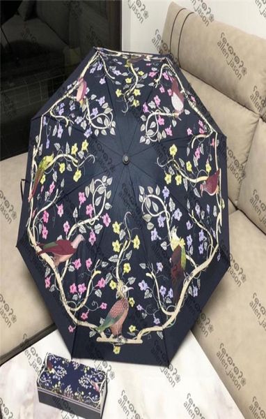 Flores de pássaros guarda -chuvas Hipster Designer dobrável automático guarda -chuvas de alta qualidade Viagens ao ar livre Multifuncionamento de luxo Sun Umbrellas6900157