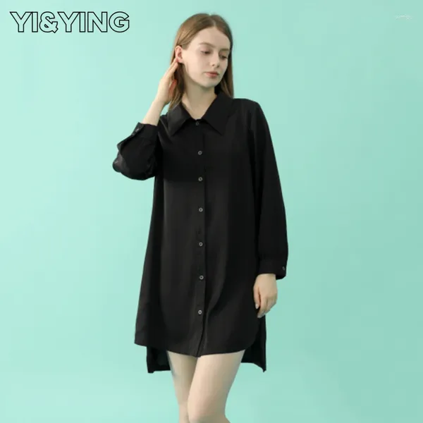 Camicia da fidanzato da donna da donna pigiama femmina puro desiderio sottile in seta sottile casa può essere indossata esternamente ya2c019-h (nero)