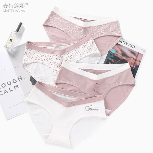Kissen 3a 50er V Style Low Taille Bauchdruck gedruckter Baumwoll -Mutterschaftshöhe Japan Unterwäsche Kleidung für schwangere Frauen weiche Schwangerschaftsklage