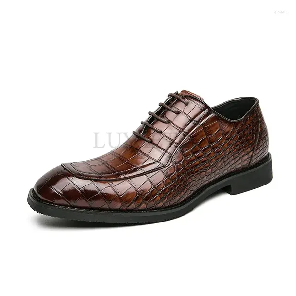 Scarpe casual uomini gentiluomini oxford puma di crocodile a colori solidi allacciato in modo classico abito da sposa business quotidiano