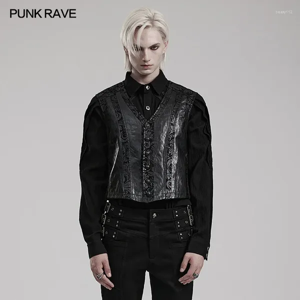 Giubbotti da uomo punk punk rave gothic a v-collo di gilet diversi tessuti sono giubbotti squisiti giubbotti casual uomini tops autunno/inverno