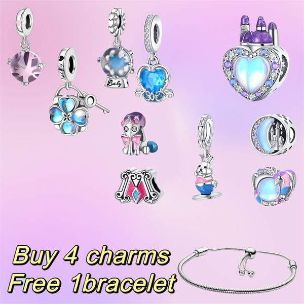 Kıdemli Tasarımcı Kadınlar Klasik Cazibe Tahıl Peri Tale Town Serisi Dream Castle Unicorn S925 DIY Fit Pandoras Bilezik Mom için Lüks Takı Hediyesi