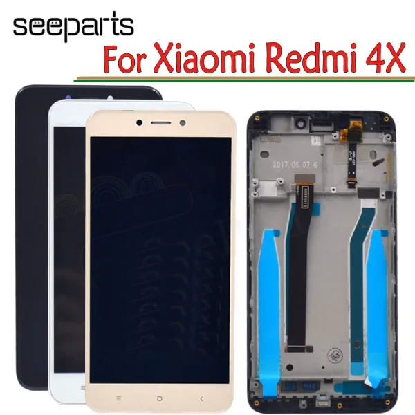 Telas para Xiaomi Redmi 4x LCD Display Touch Screen Digitalizer Conjunto com peças de substituição de quadros para tela de 5,0 