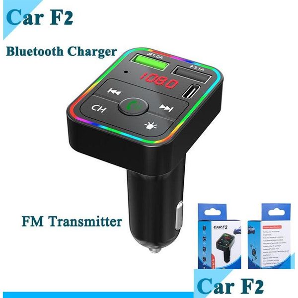 Handy Ladegeräte F2 FM Auto Ladegerät BT5.0 Sender Dual USB Schnellladung PD Typ C Ports Hände o Receiver MP3 -Player für 15 14 1 DHJX3